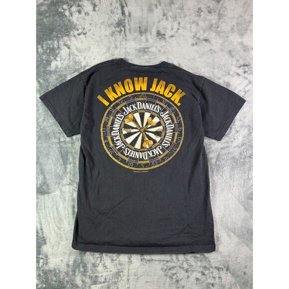 Vintage‎ 2003 Jack Daniel's Dartboard T-Shirt Black M Whiskey Distressed Graphic - Picture 1 of 10